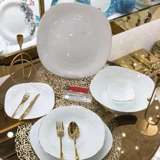 سرویس غذاخوری ارکوپال ۲۶ پارچه لب طلا مناسب ۶ نفر